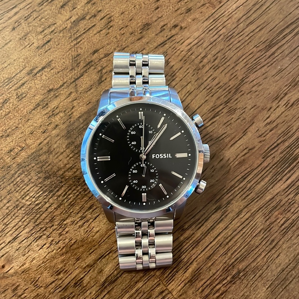 Fossil Men’s FS4784 Townsman Chronograph Stainless Steel Watch - Black Dial